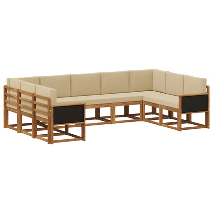 Utomhussoffset 9 pcs Naturlig och Beige Massivt Akaciaträ