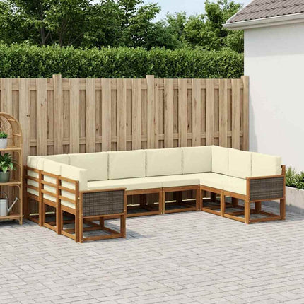 Utomhussoffset 9 pcs Naturlig och Grädde Massivt Akaciaträ