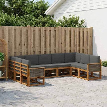 Utomhussoffset 9 pcs Naturlig och Antracit Massivt Akaciaträ