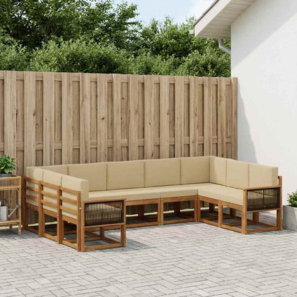 Utomhussoffset 9 pcs Naturlig och Beige Massivt Akaciaträ
