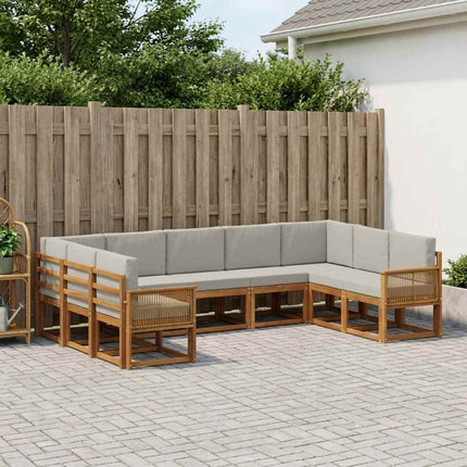 Utomhussoffset 9 pcs Naturlig och ljusgrå Massivt Akaciaträ