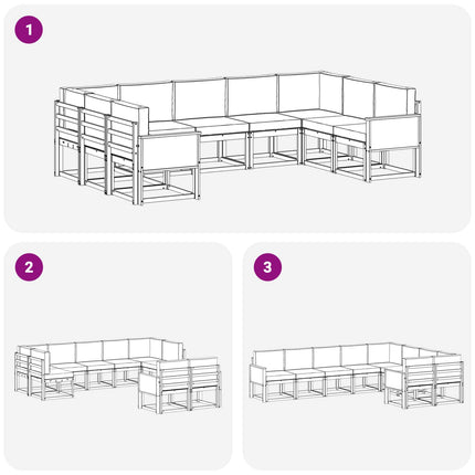 Utomhussoffset 9 pcs Naturlig och Antracit Massivt Akaciaträ
