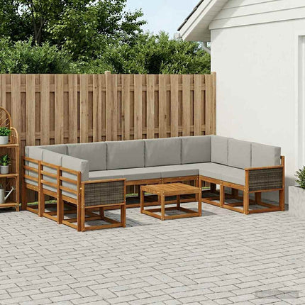 Utomhussoffset 10 pcs Naturlig och ljusgrå Massivt Akaciaträ