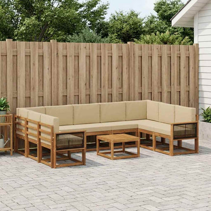 Utomhussoffset 10 pcs Naturlig och Beige Massivt Akaciaträ