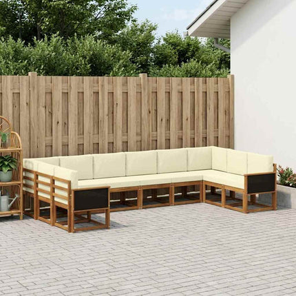 Utomhussoffset 10 pcs Naturlig och Grädde Massivt Akaciaträ