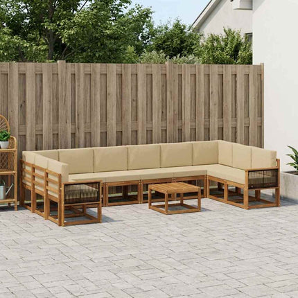 Utomhussoffset 11 pcs Naturlig och Beige Massivt Akaciaträ