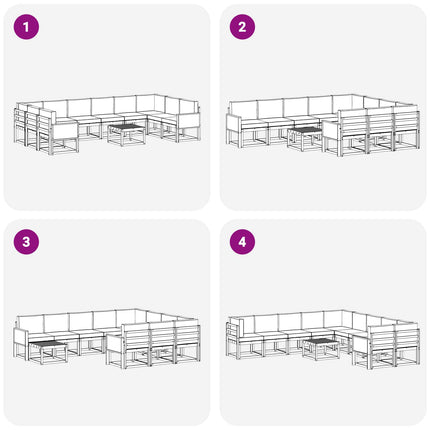 Utomhussoffset 11 pcs Naturlig och Grädde Massivt Akaciaträ