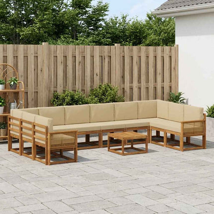 Utomhussoffset 11 pcs Naturlig och Beige Massivt Akaciaträ