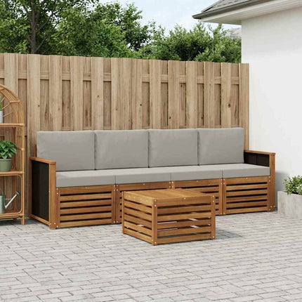 Utomhussoffset 5 pcs Naturlig och ljusgrå Massivt Akaciaträ