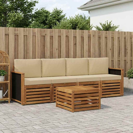 Utomhussoffset 5 pcs Naturlig och Beige Massivt Akaciaträ