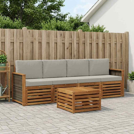 Utomhussoffset 5 pcs Naturlig och ljusgrå Massivt Akaciaträ