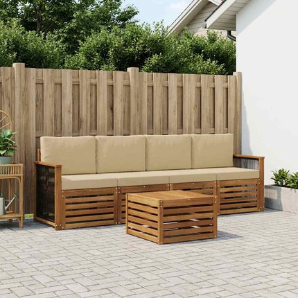 Utomhussoffset 5 pcs Naturlig och Beige Massivt Akaciaträ