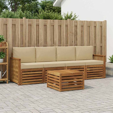 Utomhussoffset 5 pcs Naturlig och Beige Massivt Akaciaträ