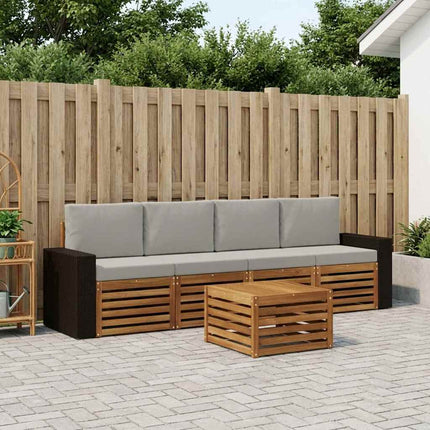 Utomhussoffset 5 pcs Naturlig och ljusgrå Massivt Akaciaträ