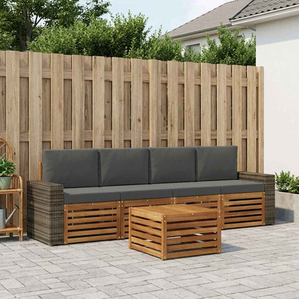 Utomhussoffset 5 pcs Naturlig och Antracit Massivt Akaciaträ
