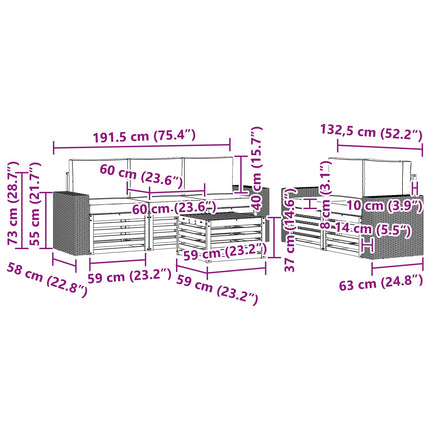 Soffgrupper med kudde 6 pcs Massivt Akaciaträ