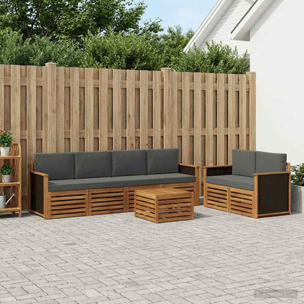 Utomhussoffset 7 pcs Naturlig och Antracit Massivt Akaciaträ