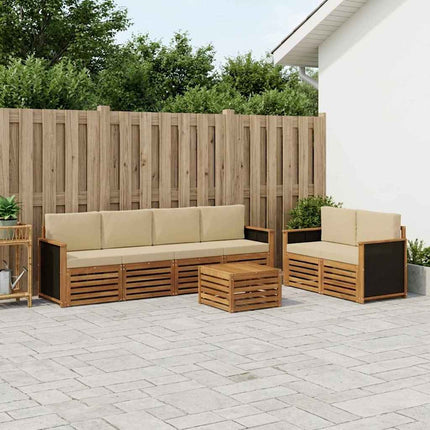 Utomhussoffset 7 pcs Naturlig och Beige Massivt Akaciaträ