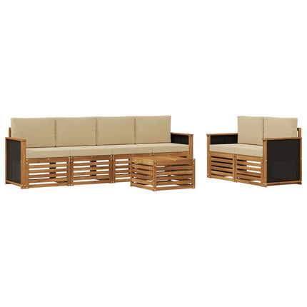 Utomhussoffset 7 pcs Naturlig och Beige Massivt Akaciaträ