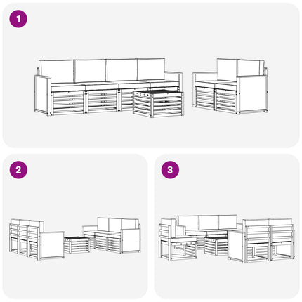 Utomhussoffset 7 pcs Naturlig och Beige Massivt Akaciaträ