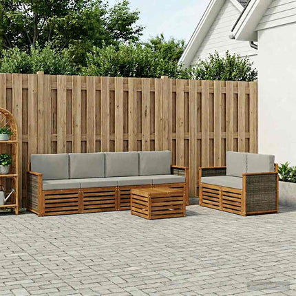 Utomhussoffset 7 pcs Naturlig och ljusgrå Massivt Akaciaträ