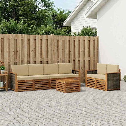 Utomhussoffset 7 pcs Naturlig och Beige Massivt Akaciaträ
