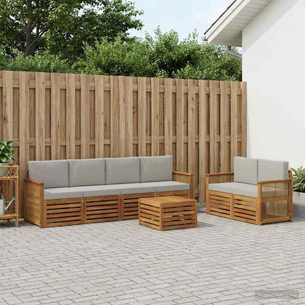 Utomhussoffset 7 pcs Naturlig och ljusgrå Massivt Akaciaträ