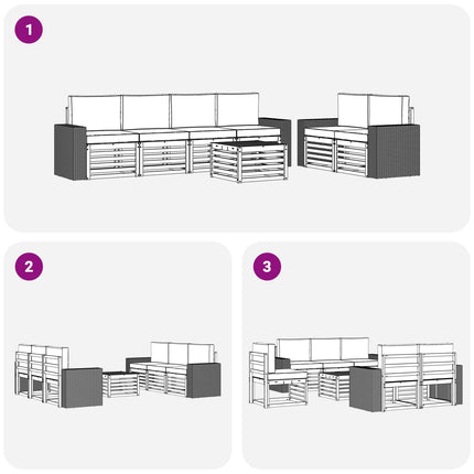 Utomhussoffset 7 pcs Naturlig och Grädde Massivt Akaciaträ