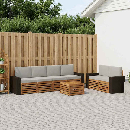 Utomhussoffset 7 pcs Naturlig och ljusgrå Massivt Akaciaträ