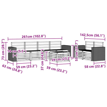 Utomhussoffset 7 pcs Naturlig Massivt Akaciaträ