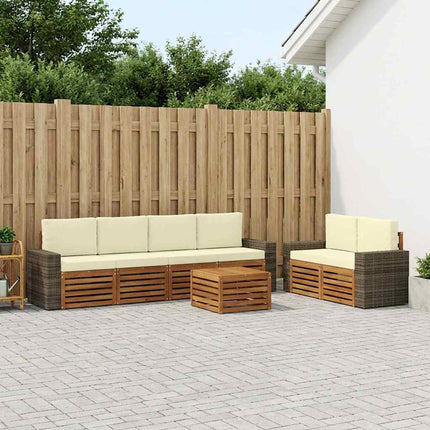 Utomhussoffset 7 pcs Naturlig och Grädde Massivt Akaciaträ