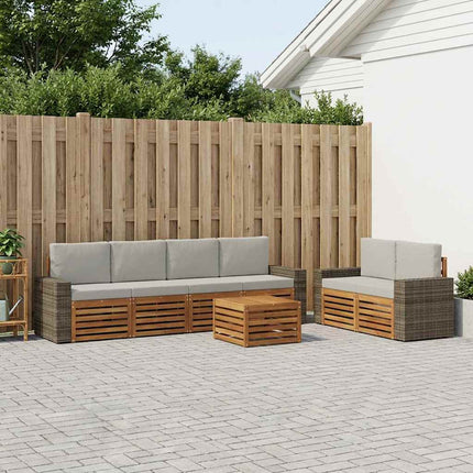 Utomhussoffset 7 pcs Naturlig och ljusgrå Massivt Akaciaträ