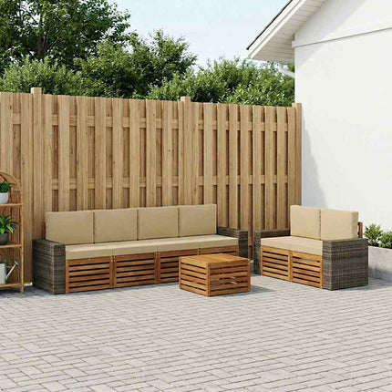 Utomhussoffset 7 pcs Naturlig och Beige Massivt Akaciaträ