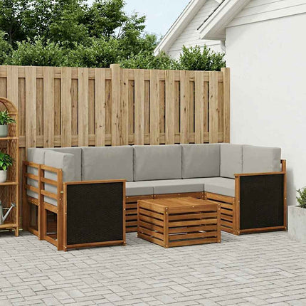 Utomhussoffset 7 pcs Naturlig och ljusgrå Massivt Akaciaträ