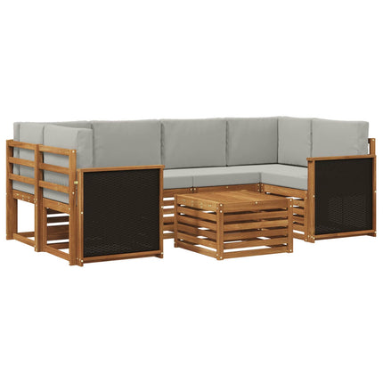 Utomhussoffset 7 pcs Naturlig och ljusgrå Massivt Akaciaträ