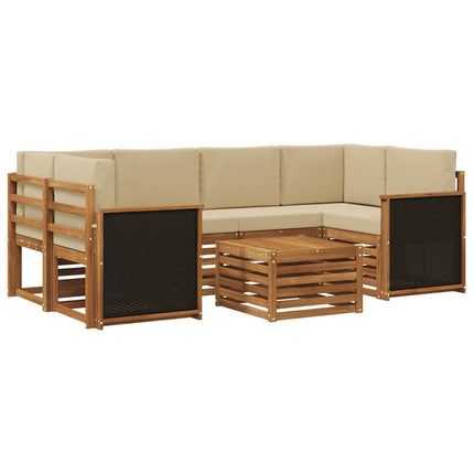 Utomhussoffset 7 pcs Naturlig och Beige Massivt Akaciaträ