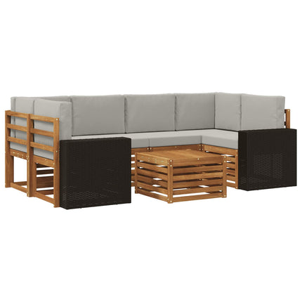 Utomhussoffset 7 pcs Naturlig och ljusgrå Massivt Akaciaträ