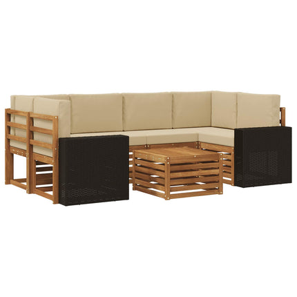 Utomhussoffset 7 pcs Naturlig och Beige Massivt Akaciaträ