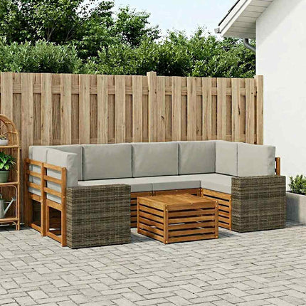 Utomhussoffset 7 pcs Naturlig och ljusgrå Massivt Akaciaträ