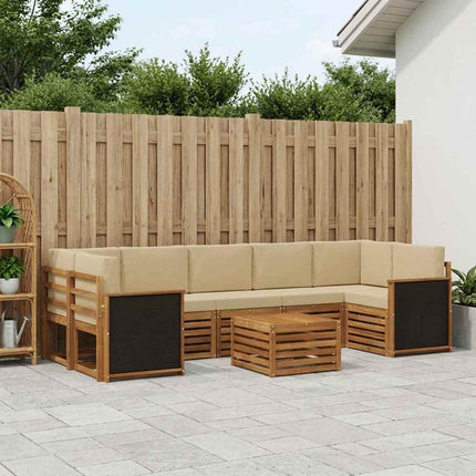 Utomhussoffset 8 pcs Naturlig och Beige Massivt Akaciaträ