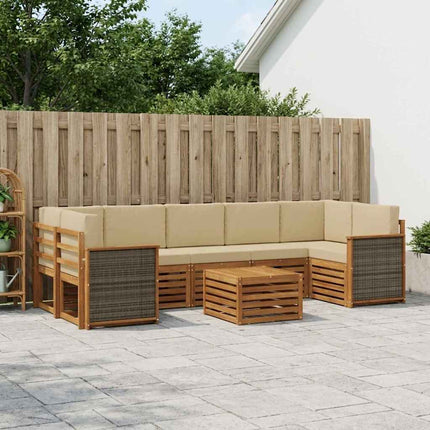 Utomhussoffset 8 pcs Naturlig och Beige Massivt Akaciaträ