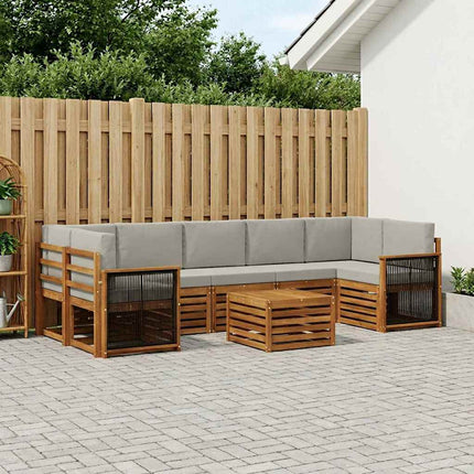 Utomhussoffset 8 pcs Naturlig och ljusgrå Massivt Akaciaträ