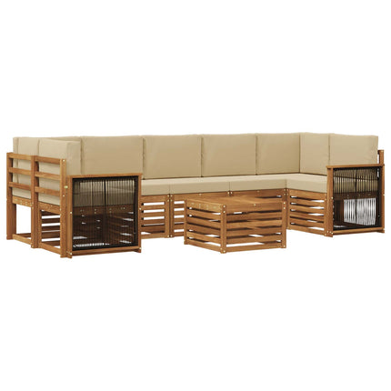 Utomhussoffset 8 pcs Naturlig och Beige Massivt Akaciaträ