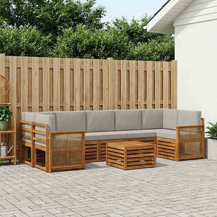 Utomhussoffset 8 pcs Naturlig och ljusgrå Massivt Akaciaträ