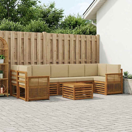 Utomhussoffset 8 pcs Naturlig och Beige Massivt Akaciaträ