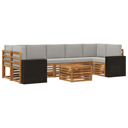 Utomhussoffset 8 pcs Naturlig och ljusgrå Massivt Akaciaträ