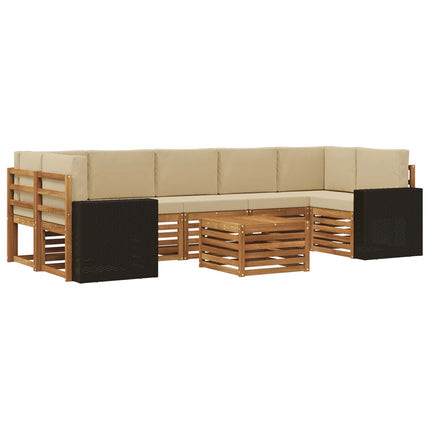 Utomhussoffset 8 pcs Naturlig och Beige Massivt Akaciaträ