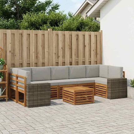 Utomhussoffset 8 pcs Naturlig och ljusgrå Massivt Akaciaträ