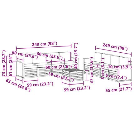 Soffgrupper med kudde 9 pcs Massivt Akaciaträ