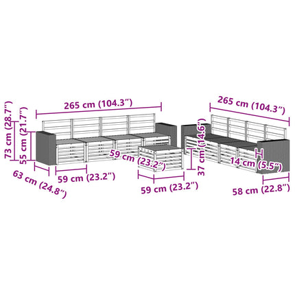 Utomhussoffset 9 st Naturlig